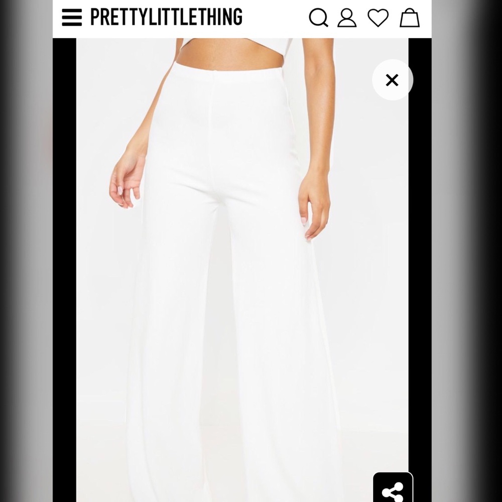 White High Waisted Wide Leg Pants